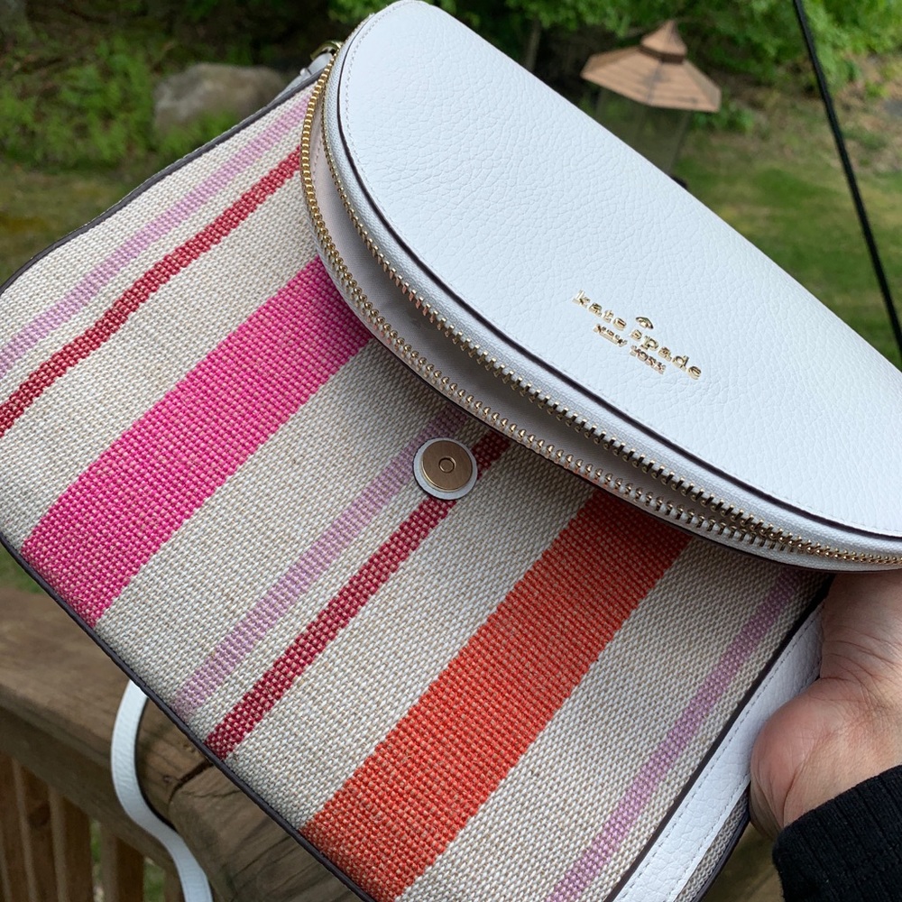 Authentic Kate spade leather/canvas flap crossbody - Picture 13 of 14